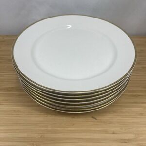 1 Vintage Pope-Gosser China Dinner Plate 10" White with Gold Trim USA -7 avail.